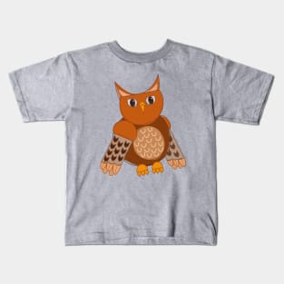 Wise Great Horned Owl Graphic Kids T-Shirt